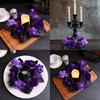 Halloween Purple Rose Candle Ring Decor With Synthetic Flowers For Venue Decoration And Festive Display