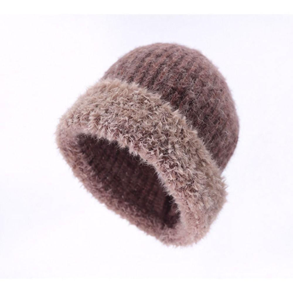 Fleece Lined Fuzzy Cuff Beanie Large Head Circumference Winter Beanie Hat Cold Weather
