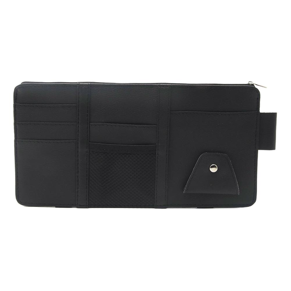 Car Sun Visor Clip Organizer Auto Interior Accessories Storage Pocket Pouch PU Leather Cards Receipts Pouch Black/Grey/Beige