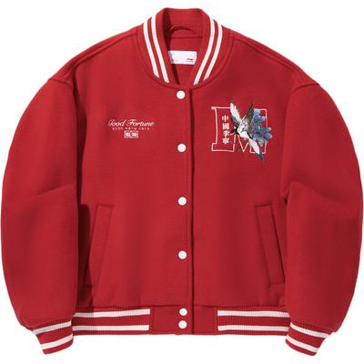 Li Ning Серия Ежедневное Процветание Спортивная Повседневная Простая Однотонная Свободная Куртка Женская Куртка Самба-Красный AFDV916-5