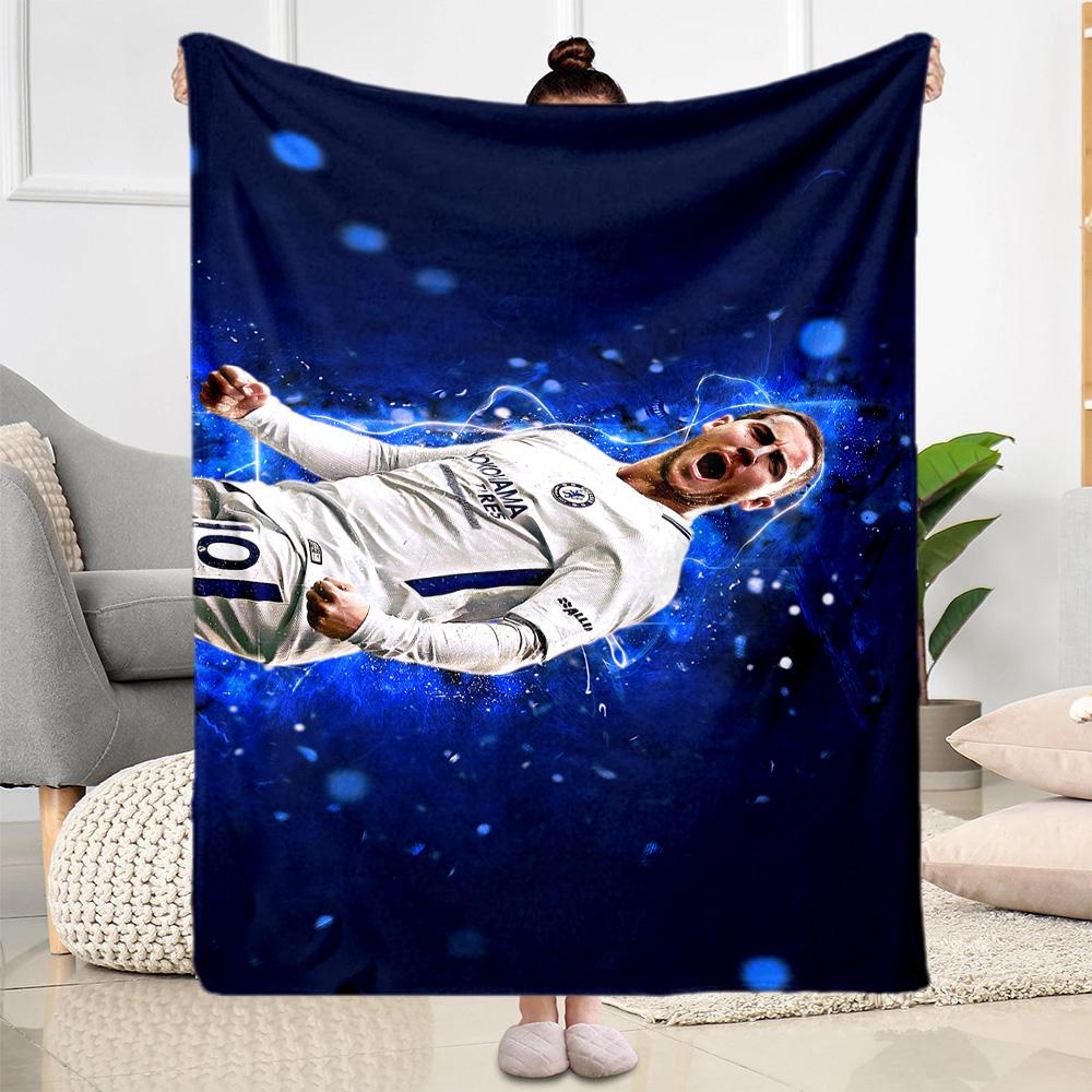 Chelsea Fc Player Portrait Blanket Comfortable Great for Bed Livingroom Seaside All-Season Use Modern Style