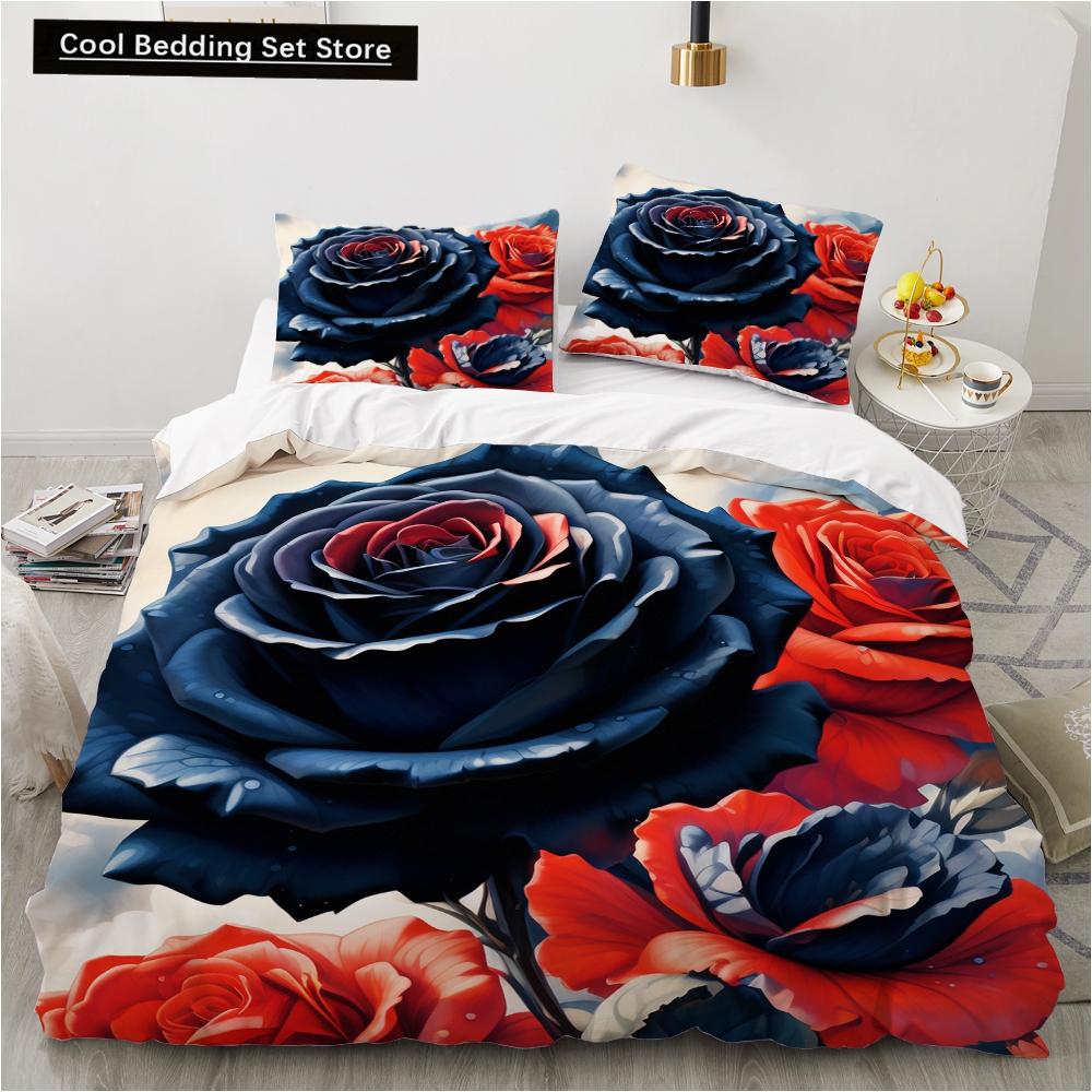 Роза Череп Цветок Постельный Комплект Мультяшные Комплекты Одеял Двуспальный Королевский Кинг Полуторный Размер Набор Пододеяльников Детский Девочки Белое Постельное Белье