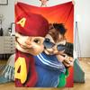 Alvin and the Chipmunks Theme Printed Blanket - Perfect for Couch, Bed, Travel & Outdoor Use | Machine Washable, Cozy & Durable.