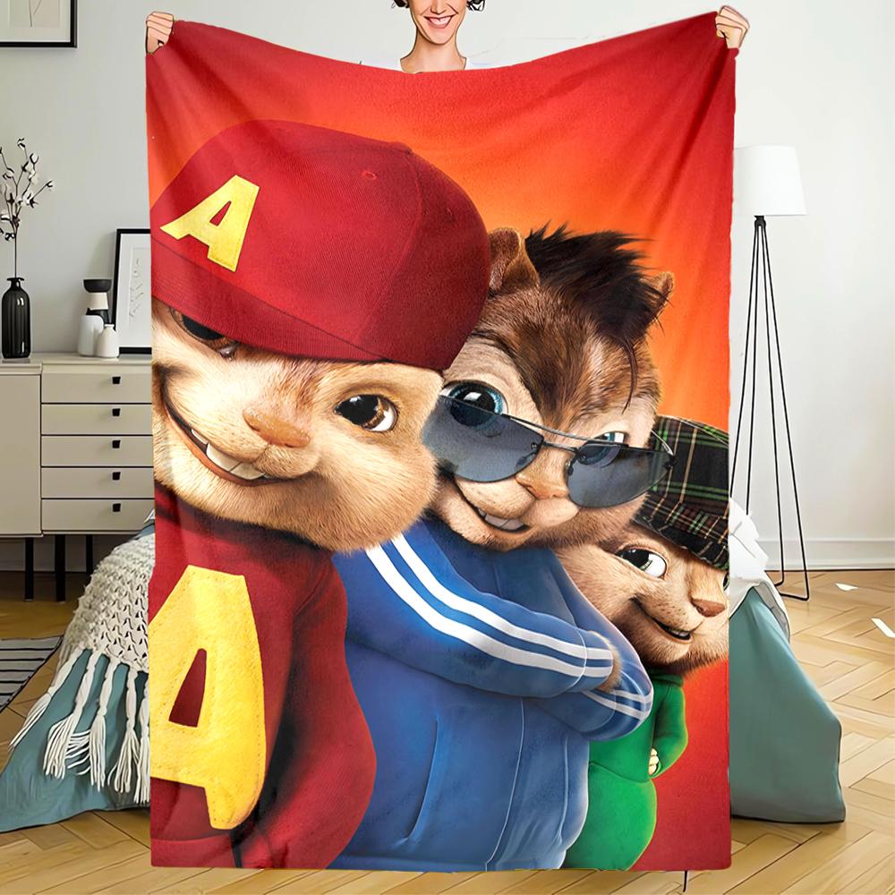 Alvin and the Chipmunks Theme Printed Blanket - Perfect for Couch, Bed, Travel & Outdoor Use | Machine Washable, Cozy & Durable.