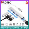 4-портовый мультиразветвитель Тип C HUB 3.0 2.0 Адаптер OTG Для Windows Mac OSLinux Аксессуары для ПК Зарядка Кабель для передачи данных