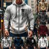 Мужская спортивная повседневная толстовка с капюшоном, кардиган с капюшоном на молнии, многокарманное пальто с капюшоном