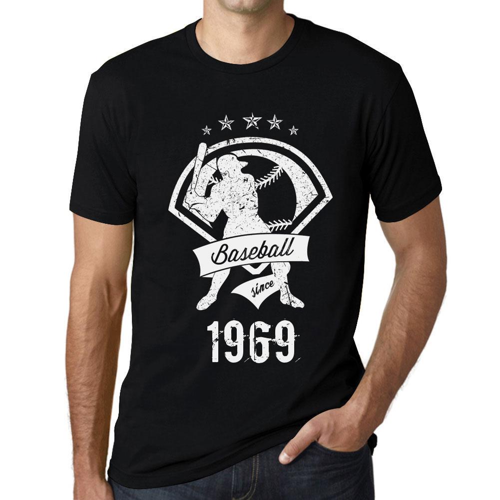 Men's Vintage Tee Shirt Graphic T Shirt Baseball Since 1969 Deep Black White Text