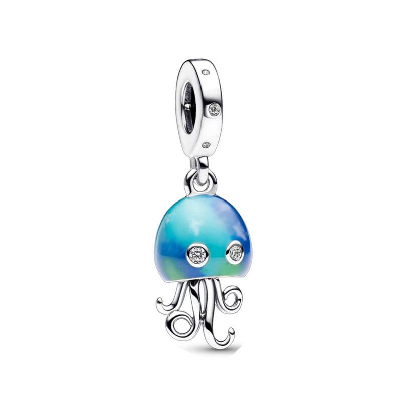 New Summer Ocean Series Blue Turtle Dolphin Pendant Diy Beads Fit Original Diy Charms Silver 925 Bracelet For Girl Women