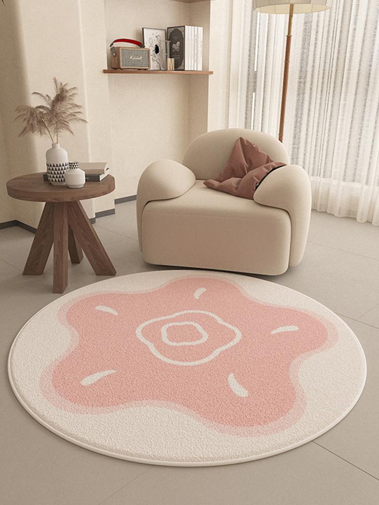 Cartoon Style Living Room Decoration Carpet Thick Anti-slip Bedside Rug Cute Round Rugs for Bedroom Fluffy Soft Lounge Floor Mat