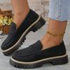 Women Solid Color Platform Loafers Shoes Woman Autumn British Style Flats Comfortable Thick Heel Slip On Shoes Zapatillas Mujer