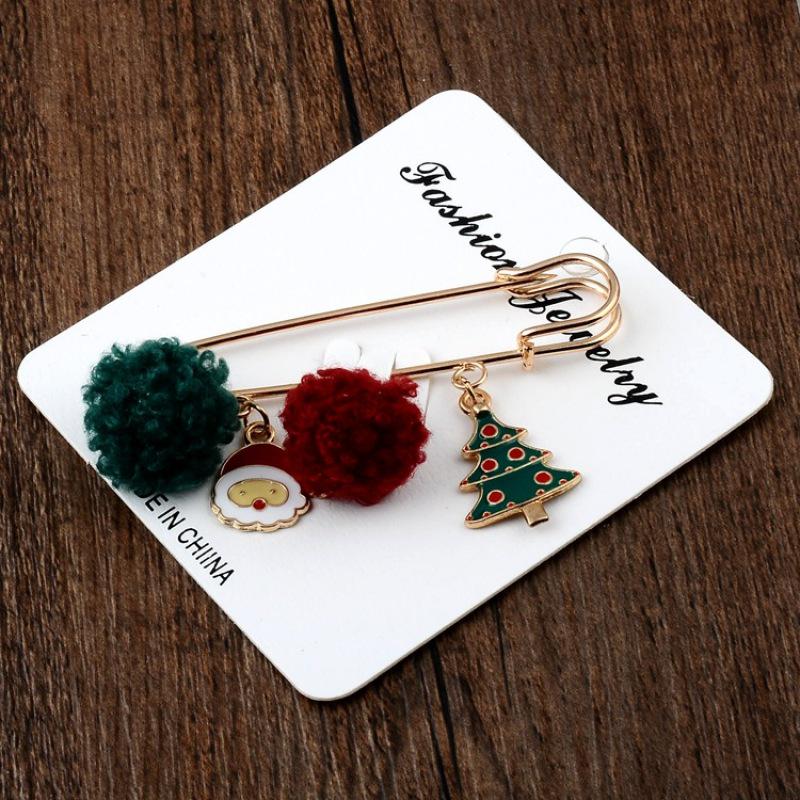 Christmas Series Jewelry Santa Claus Elk Tree Snowflake Snowman Hat Glove Bell Brooch MIT