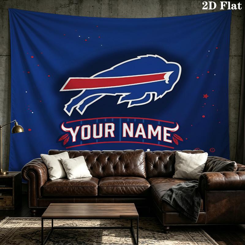 Custom Name Buffalo Bills Printed Tapestry – Wall Hanging for Bedrooms, Dorms, and Home Decor