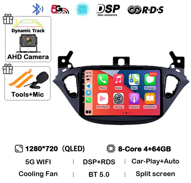 Android 14 Carplay Auto WIFI+4G для Opel Corsa E 2015-2019 для Opel Adam 2013-2016 автомобильное радио GPS мультимедиа видеоплеер стерео