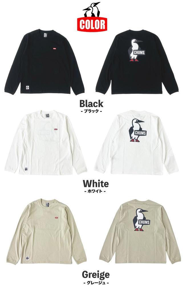 Футболка с длинным рукавом и принтом на спине Booby Logo [Chums] CH01-2304 (М, К001 Черный)