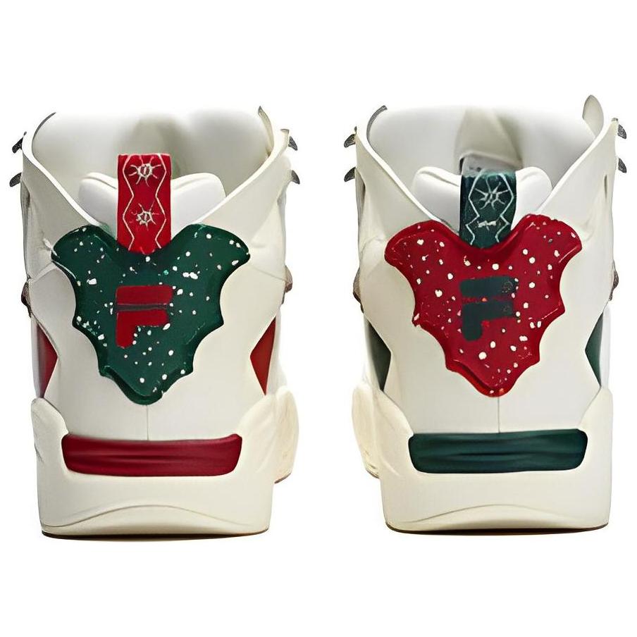 Fila Fusion Desperado Рождественские Кроссовки для Баскетбола Женские Белые Красные с Круглым Носком На Шнуровке Средней Высоты T12W313211FAC