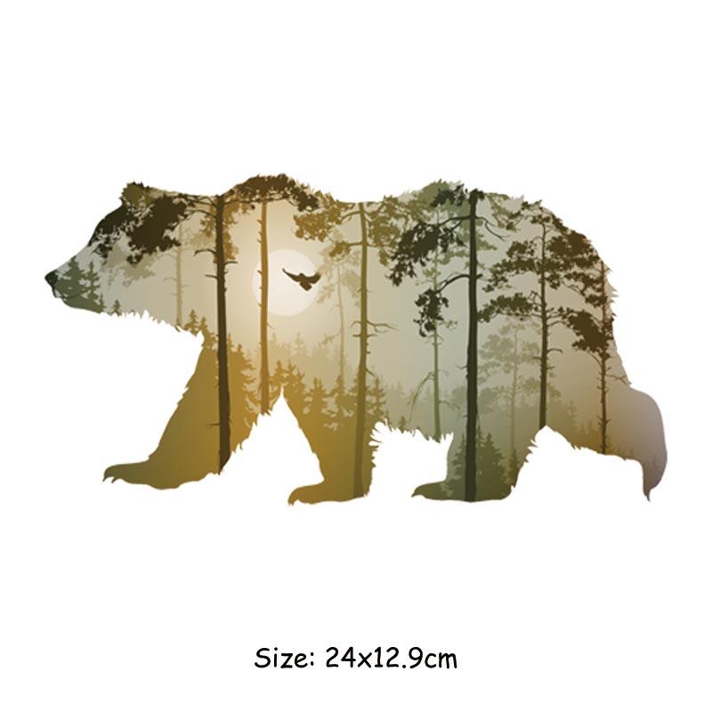 Модная футболка с нашивками «Солнечный медведь», джинсовая футболка с термопереносом Hot Tear, платья, новый дизайн с нашивкой в ​​виде животного «сделай сам»