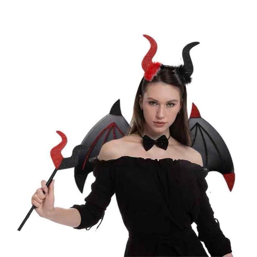 3Pcs/Set Bat Wings with Tail Halloween Cosplay Props Funny Demon Wings Set Role Play
