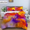 Пододеяльник с разноцветными облаками из полиэстера, оранжевый, желтый, фиолетовый, облачное небо, пододеяльник для девочек-подростков, комплект мягкого постельного белья с абстрактной тематикой