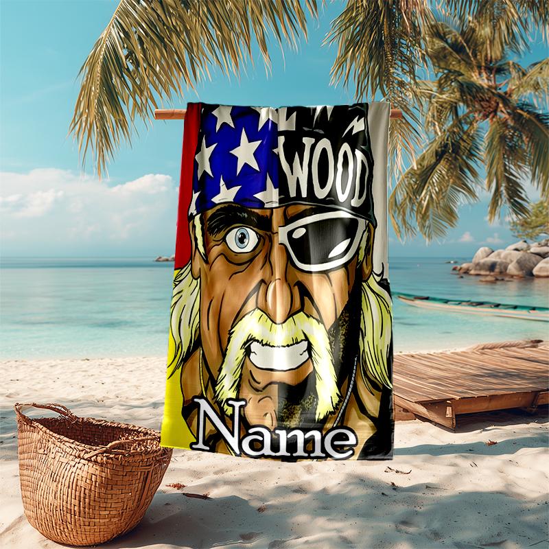 Personalized customized proof beach towel with Hulk Hogan pattern - soft, absorbent,quick-drying,perfect swimming,camping&bathing