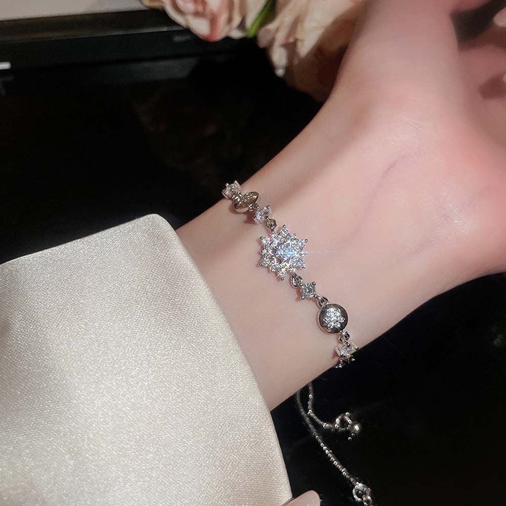 Цирконий Парный Кристалл Браслет Снежинка Подарок на День Святого Валентина Ins Снежинка Браслет Дружба