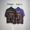 Mens Oversized Graphic Tee With Skull Print Washed Vintage Cotton T-Shirt Loose Fit Short Sleeve Crew Neck