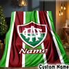 Custom Name Green Shield America Design Throws Blanket Flannel Blankets for Couch Bed Gifts for Men Women Picnic blanket Christmas fan gifts