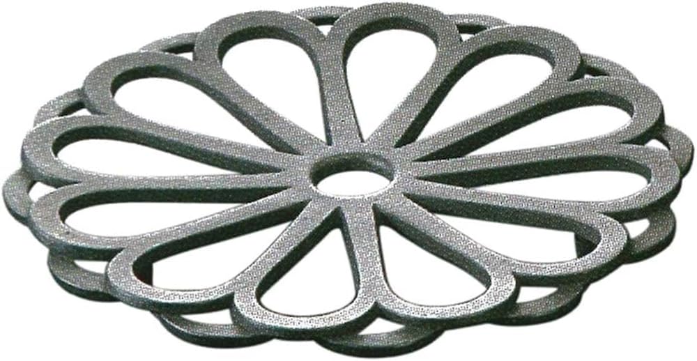 Iwachu 17030 Nambu Cast Iron Kettle Stand, Chrysanthemum Design, Large, Black