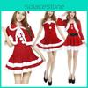 Рождественский костюм Санта-Клауса для взрослых, женский, красное плюшевое платье
