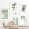Abstract Line Girl Face Monstera Leaf Green Arched Nordic Posters And Prints Art Canvas Painting Wall Pictures Living Room Decor