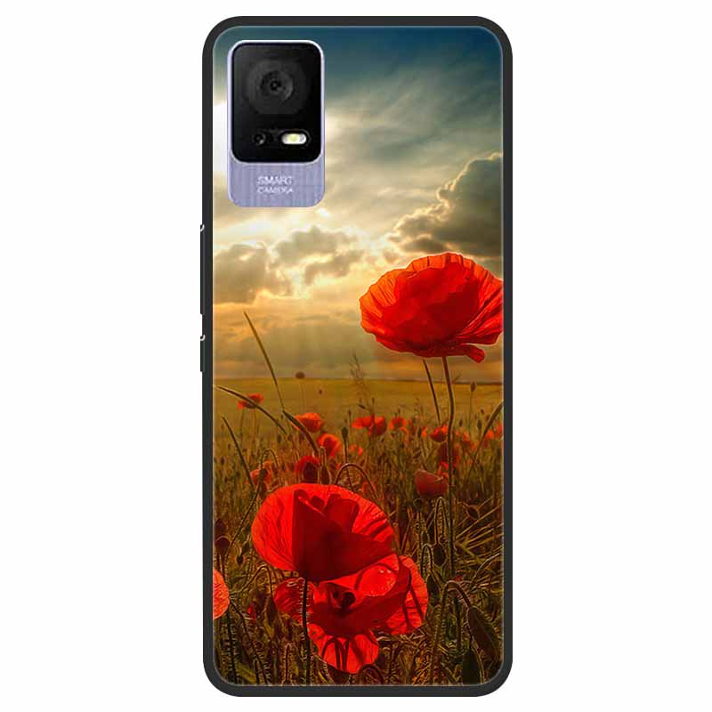 For TCL 405 / 406 / 408 / T506 Case Flower Marble Black Bumper Soft TPU Silicone Cover for TCL 408 405 Phone Cases Lovely Capas