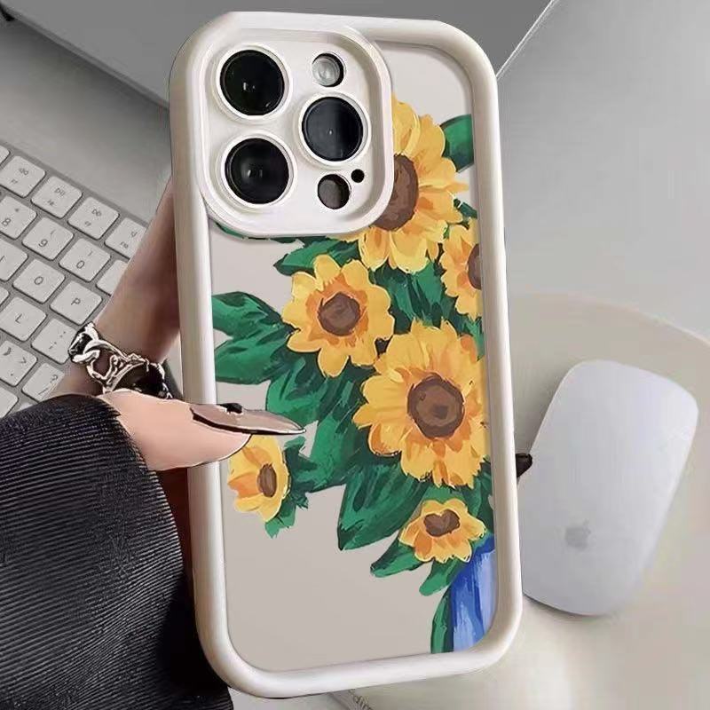 Подсолнух для iphone16pro чехол для мобильного телефона Apple 15 женщины 14 Япония и Корея 13promax новый 12 масляные картины x