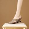 Модная женская новая весенне-летняя обувь с острым носком, из натуральной кожи, на танкетке, с перекрестными ремешками, повседневная, модная, на высоком каблуке, большого размера, шлепанцы-мюли