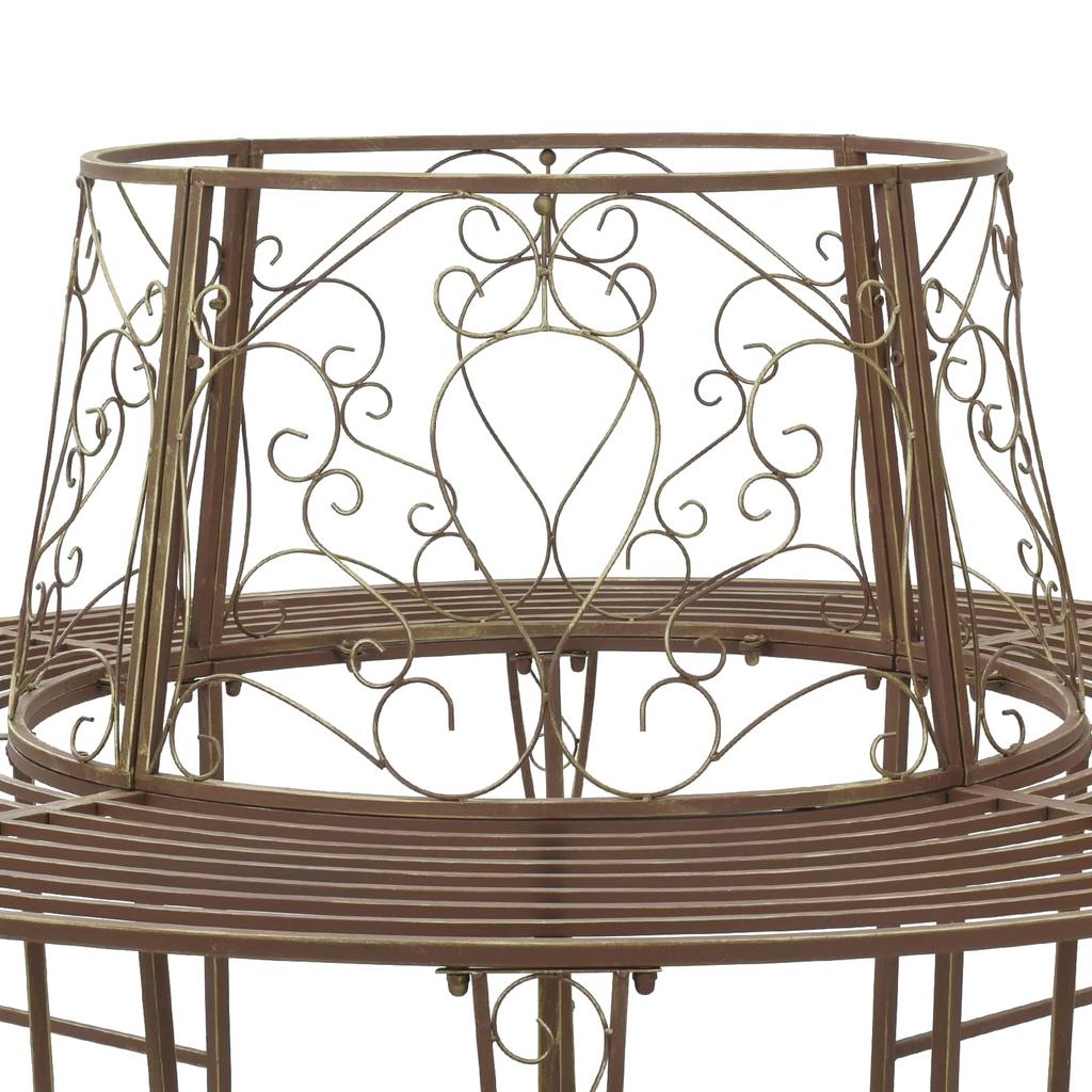 Tree Bench 8 Seater Ø 160 x 89 cm Steel Antique Brown Round