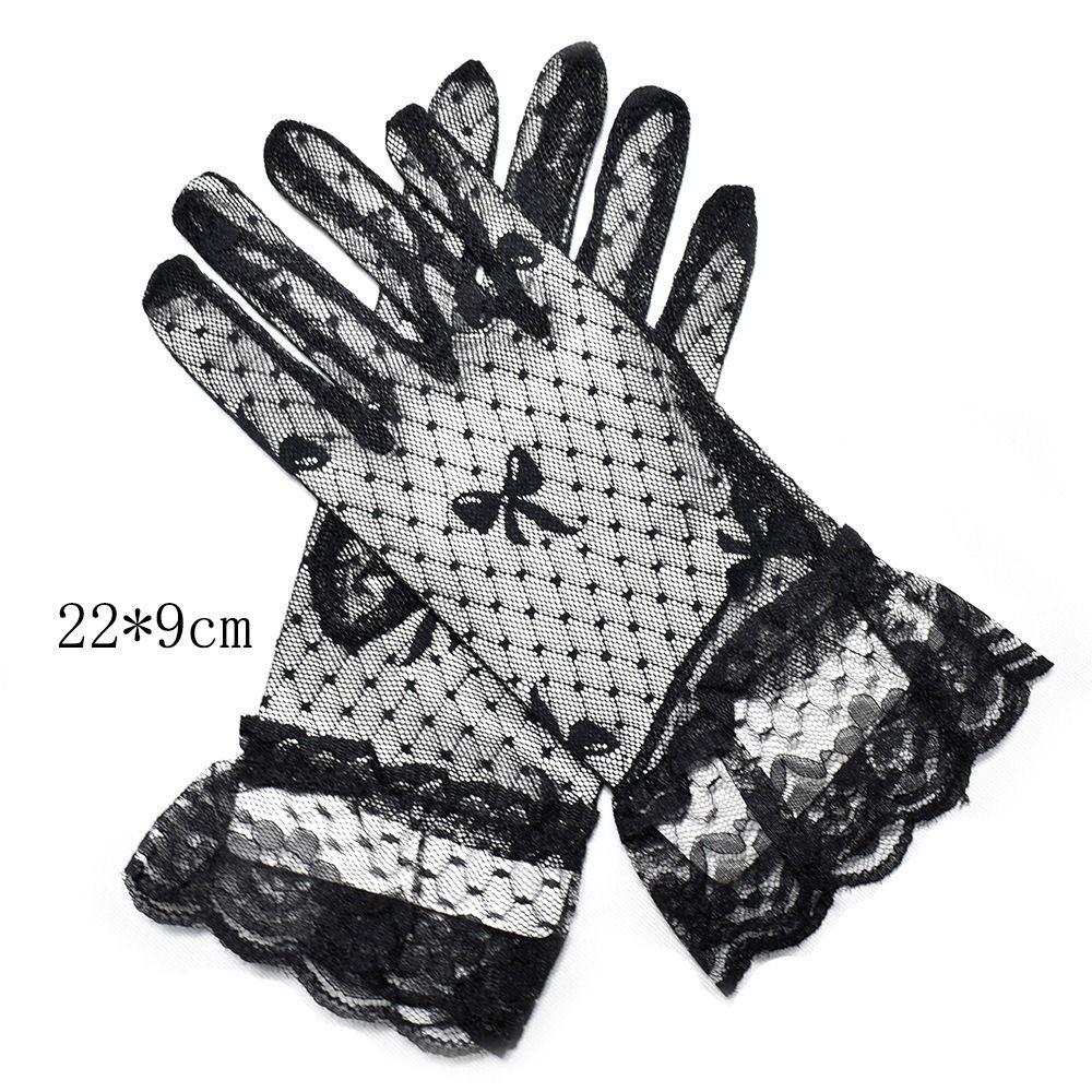 Transparent Bow Short Sunscreen Lace Gloves Mesh Tulle Mittens Fashion Bridal Gloves Women