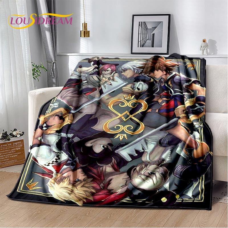 Cartoon Kingdom Hearts Games 3D Soft Flannel Blanket for Beds Bedroom Sofa Picnic,Throw Blanket for Cover Outdoors Leisure Gift