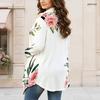 Women Plus Size Rainbow Heart Printed Long Sleeve Open Front Cardigan Draped Collar Curved Hem
