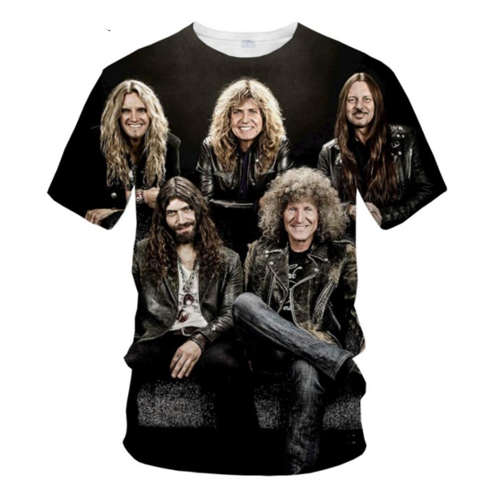 Летний топ с круглым вырезом и 3D-принтом Whitesnake, модные и повседневные футболки с короткими рукавами для мужчин и мальчиков