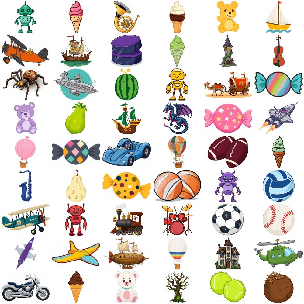 54 шт. Временные татуировки Мультяшные рожки для мороженого Спортивные машины Плюшевые мишки Для рук Девочки Мальчики