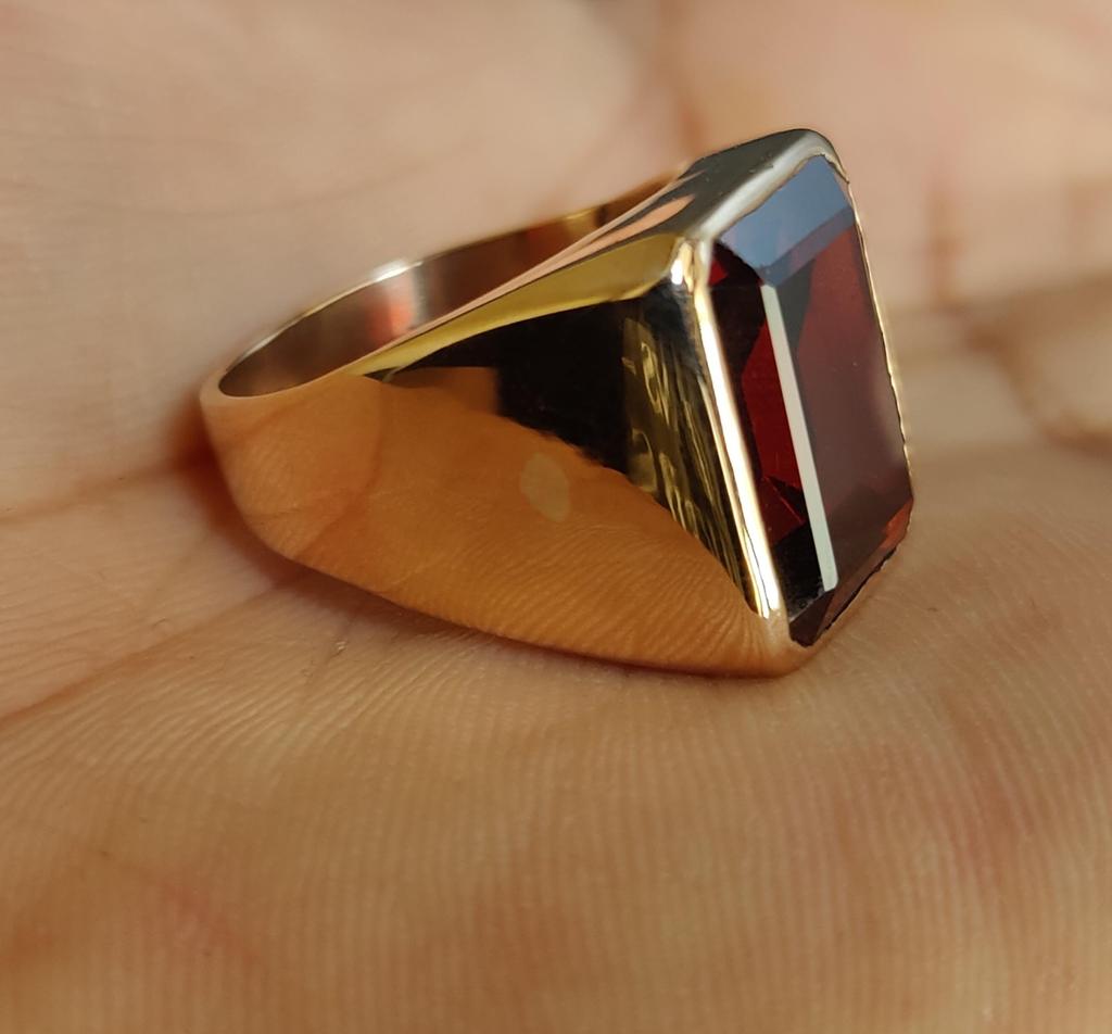 Кольцо с гранатом для мужчин и женщин, кольцо с печаткой, стерлинговое серебро 925 пробы, ювелирные изделия ручной работы, подарок партнеру, драгоценный камень 12x16 мм