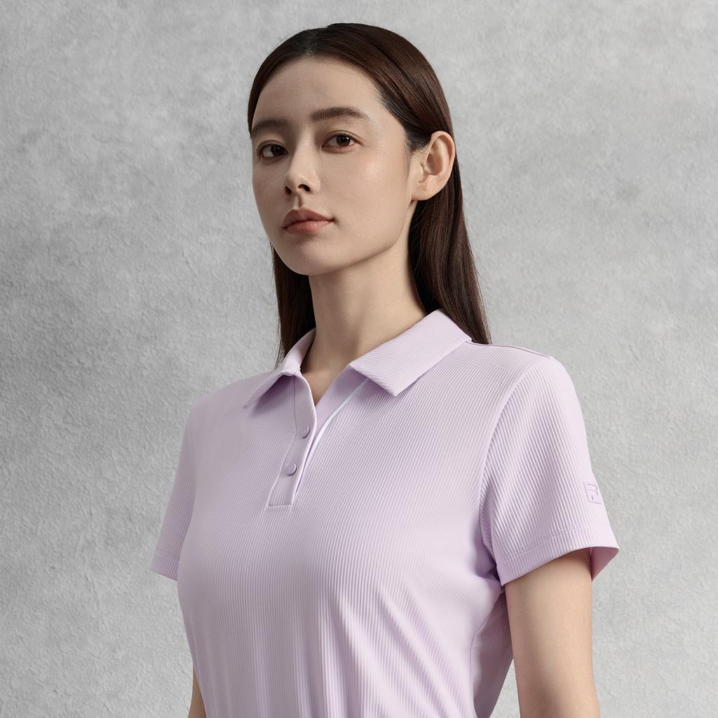 Fila Golf Series Fashion Classic Versatile Cool Breathable Comfortable Sweet Regular Short Sleeve Polo Women Tops Cloud-Purple A11W535114FVT