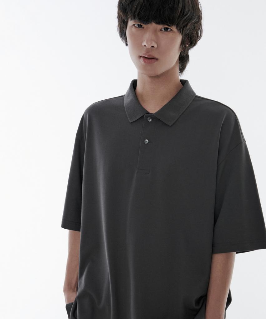 MUSINSA STANDARD [Cooltandard] Oversized Pique Polo Shirt [Gunmetal]