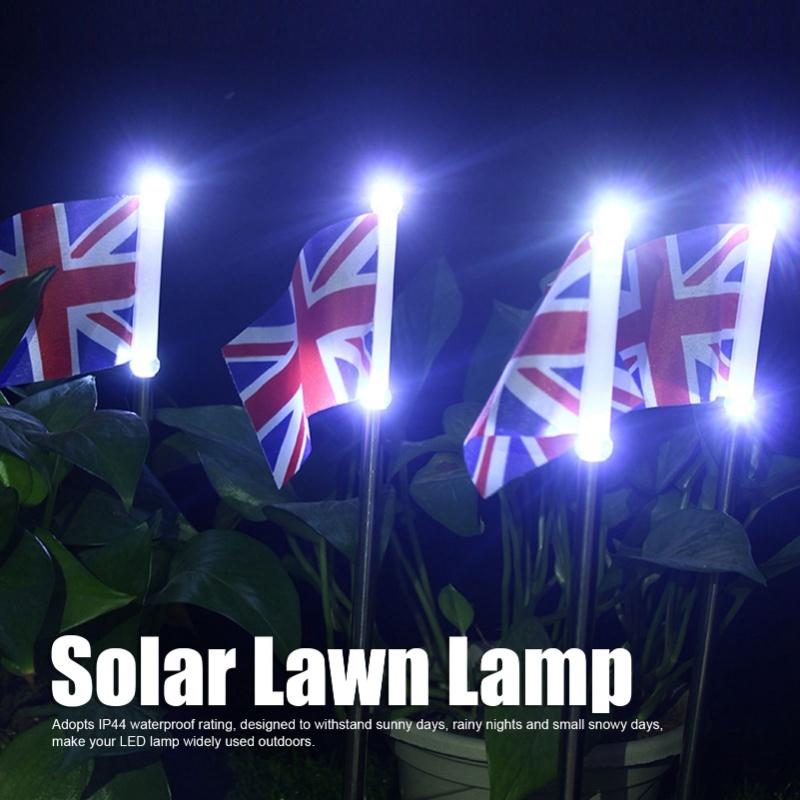 2PCS Solar UK Flag Light LED Solar Garden Lawn Lamp For Outdoor Landscape Decoration White Light