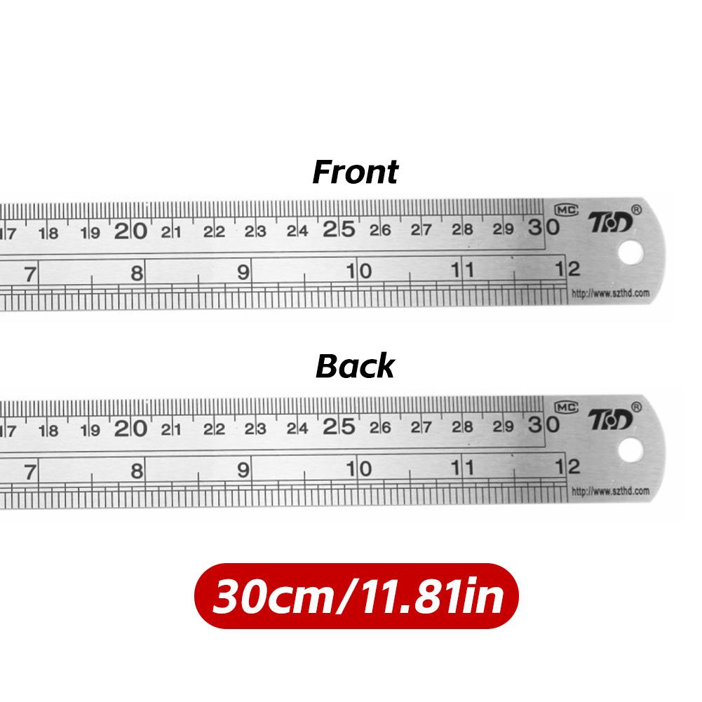 6/8/12inch Dual-Read Ruler Dual-Scale Heavy-Duty Precision Professional Drafting Steel Ruler Office Stationery