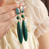 Vintage Emerald Color Acrylic Dangle Earrings for Women Fashion Personality Malachite Pendant Earrings Charms Party Jewelry K1