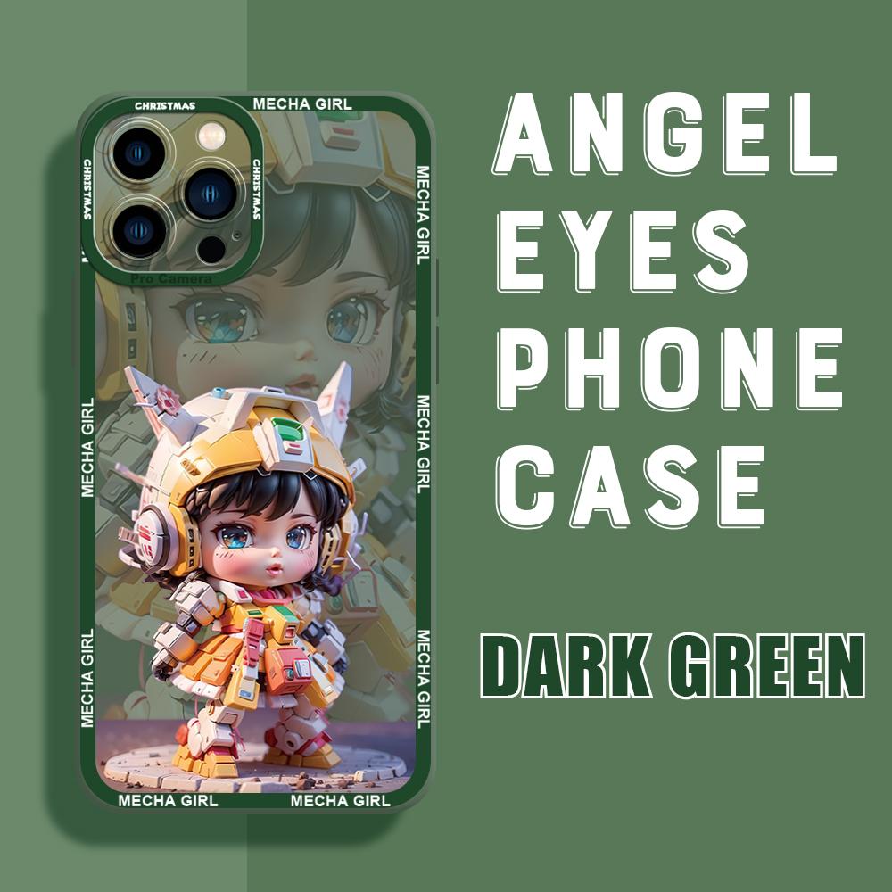 Cute Cartoon Girl Square Frame Phone Case for iPhone 13 Pro 12 Mini 11 6 6s 7 8 Plus Samusng Vivo Soft TPU Shockproof Cellphone Back Cover Cases