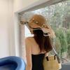 2025 New Foldable Wide-brimmed Girl Straw Pearl Sun Hat Beach Wave Hat UV Protection Travel Hat Lady Beach Hat Birthday Gift