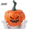 Holiday Gift for Friends Pumpkin Head Mummy Statue, Funny Halloween Decorations, Cute Sitting Desktop Resin Figurines Figurine Shelf Sitter