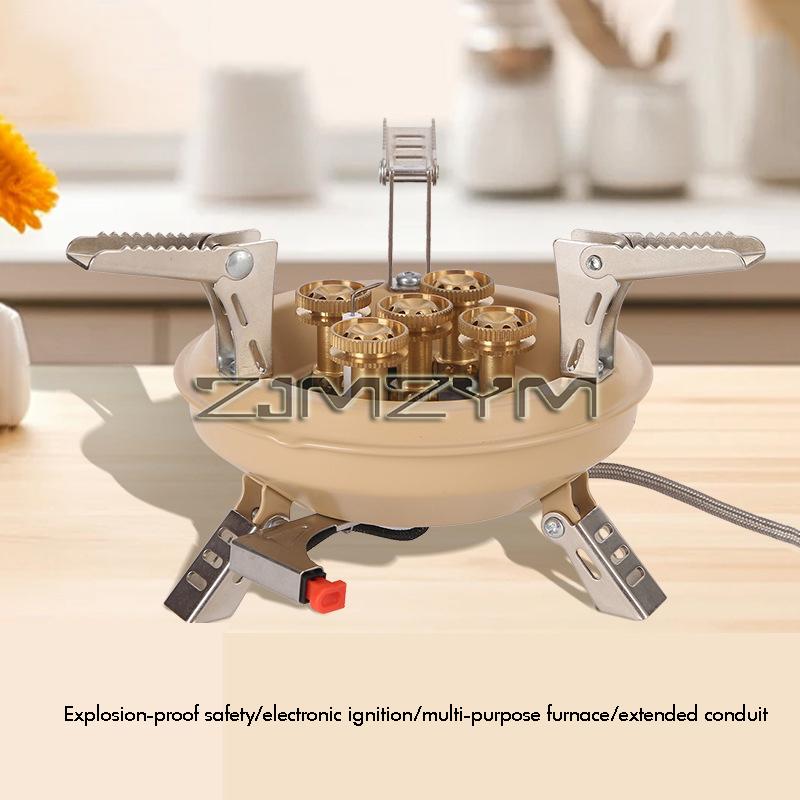 Camping Gas Stove IGT Portable Propane Butane Furnace Desktop Folding High-power Five-Cores Gas Furnace IGT Burner