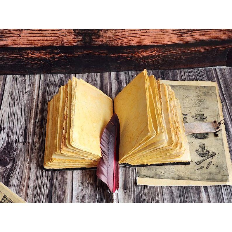 Кожаный журнал Волшебник заклинаний Кошачья книга Пустая тетрадь магии Книга теней Викканская языческая гримуарная книга для путешествий Альбом для рисования