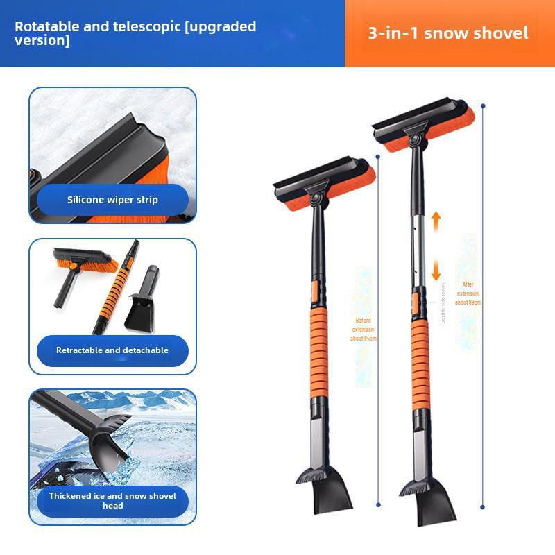 Телескопическая лопата для снега из алюминиевого сплава - многофункциональное 5-в-1 портативное съемное устройство для удаления льда и уборки снега